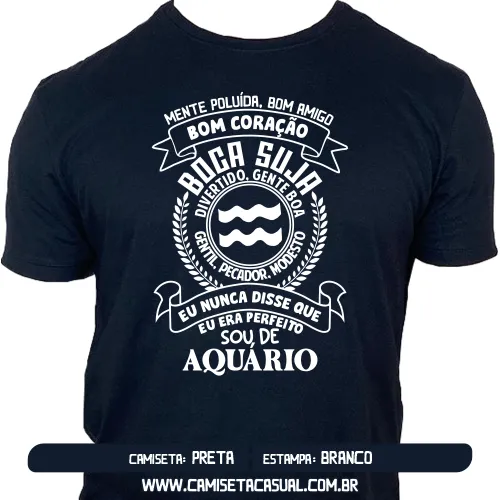 Camiseta Masculina Signo Aquário
